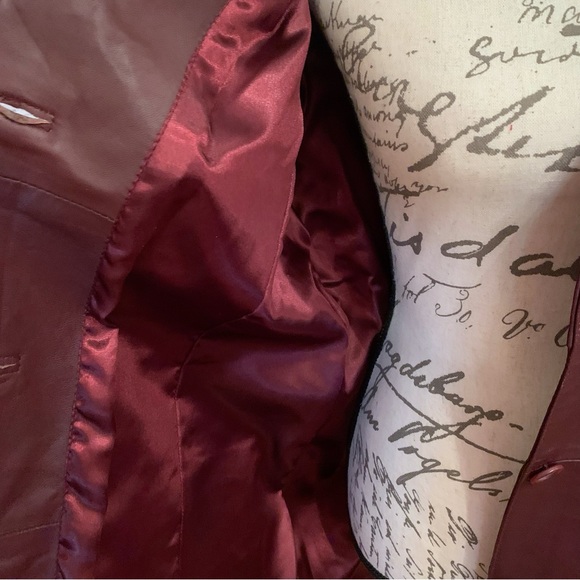 FINAL PRICE Dialogue vintage wine leather button front lined jacket size Large - Picture 8 of 13